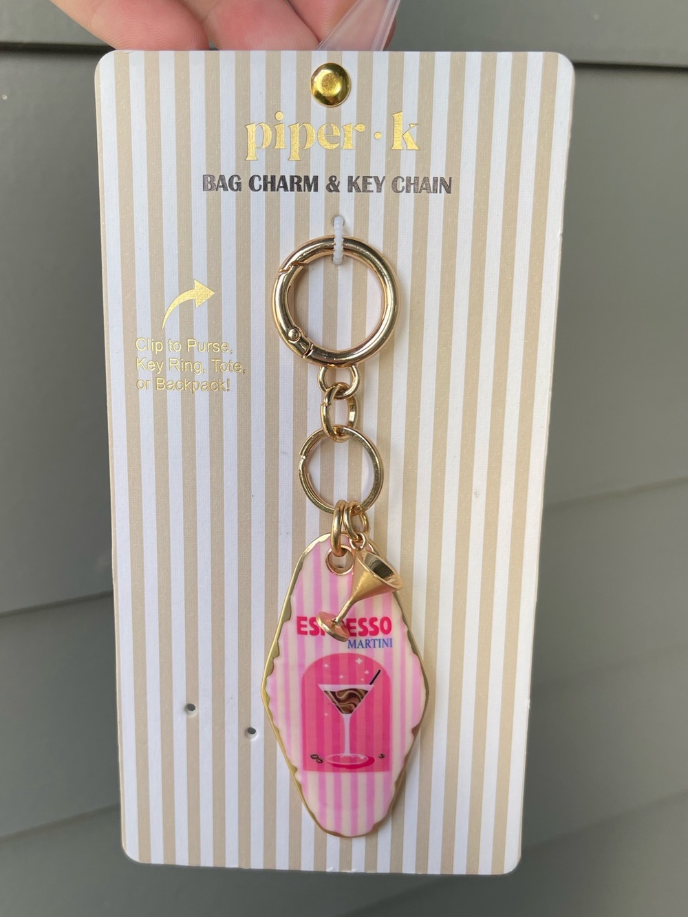 Piper Pink Espresso Martini Bag Charm & Key chain